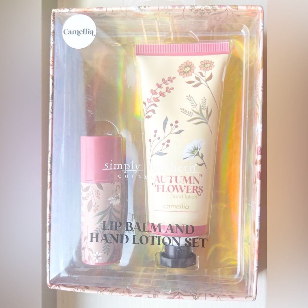 Simply Southern Autumn Flowers Camellia Lip Balm and Hand Lotion Gift Set